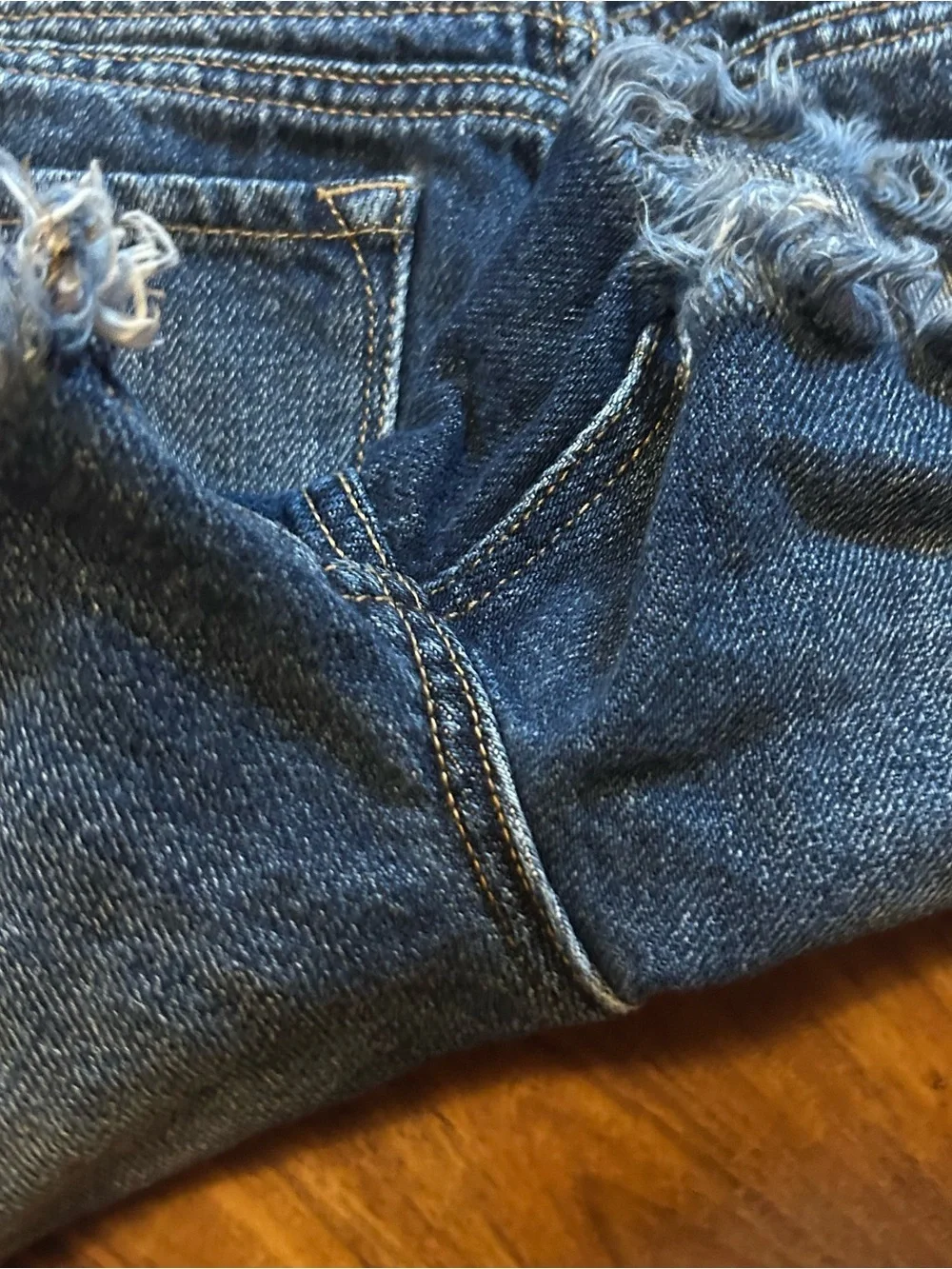 KanCan Distressed Dark Blue Denim Shorts